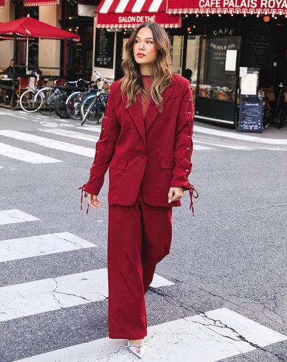 LIZZY STRAIGHT LEG PANTALON TALL BORDEAUX