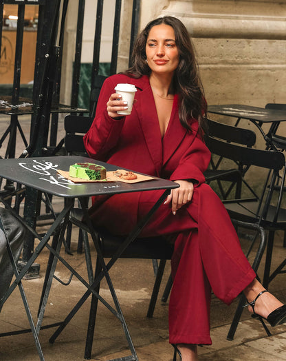 LIZZY STRAIGHT LEG PANTALON TALL BORDEAUX