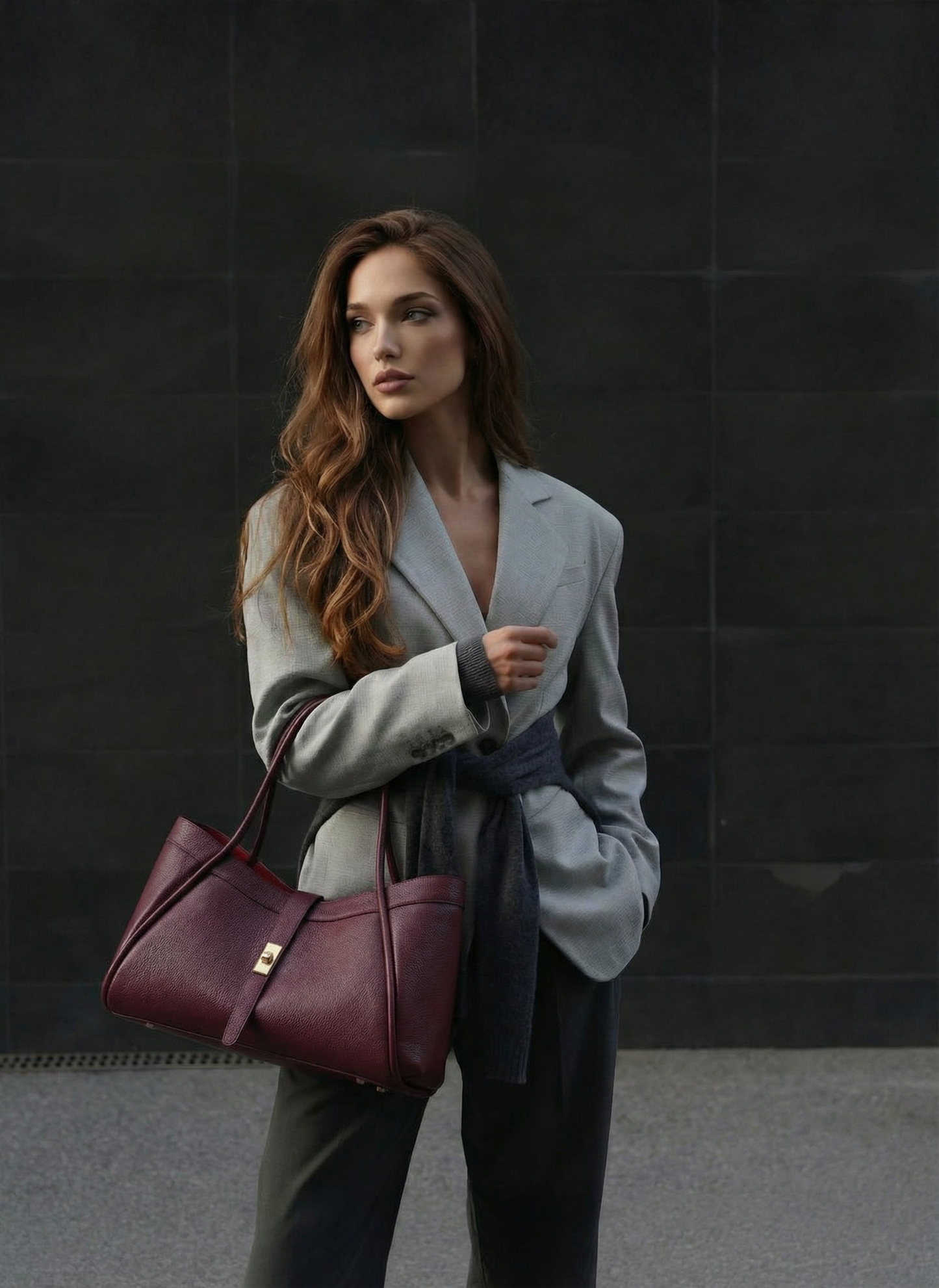 Borsa Mayfair in Pelle Togo Borgogna