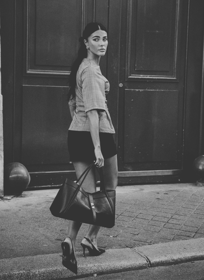 Borsa Mayfair in Pelle Togo Testa di moro