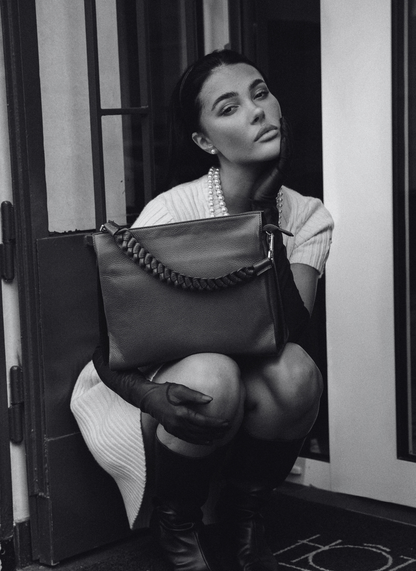 Borsa Braid in pelle Dollaro Nera
