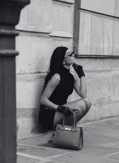 Borsa Grace in pelle Togo Testa di moro