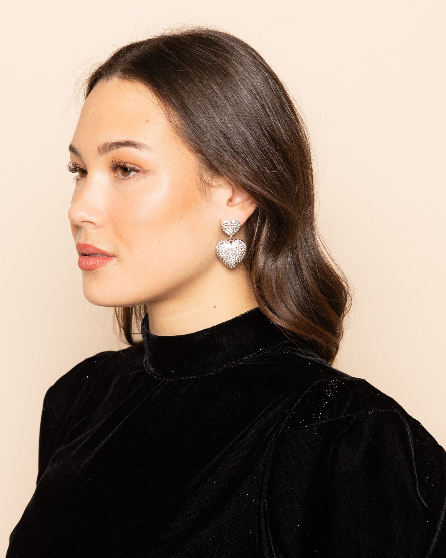 DOUBLE HEART DIAMOND EARRINGS