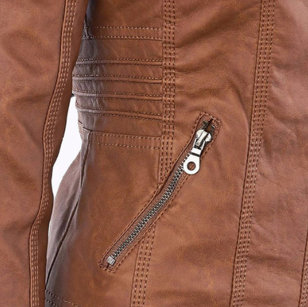 CHAQUETA DE CUERO CON CAPUCHA