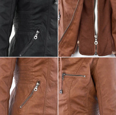 CHAQUETA DE CUERO CON CAPUCHA