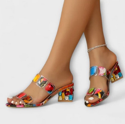 SANDALIAS DE TACÓN PRISMA MULTICOLOR