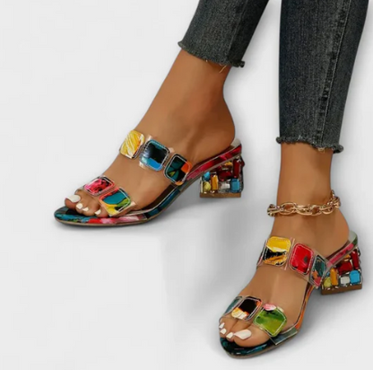 SANDALIAS DE TACÓN PRISMA MULTICOLOR