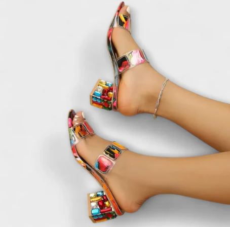 SANDALIAS DE TACÓN PRISMA MULTICOLOR