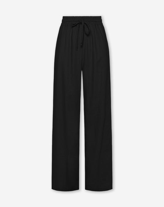 NIA LINEN PANTALON TALL ZWART