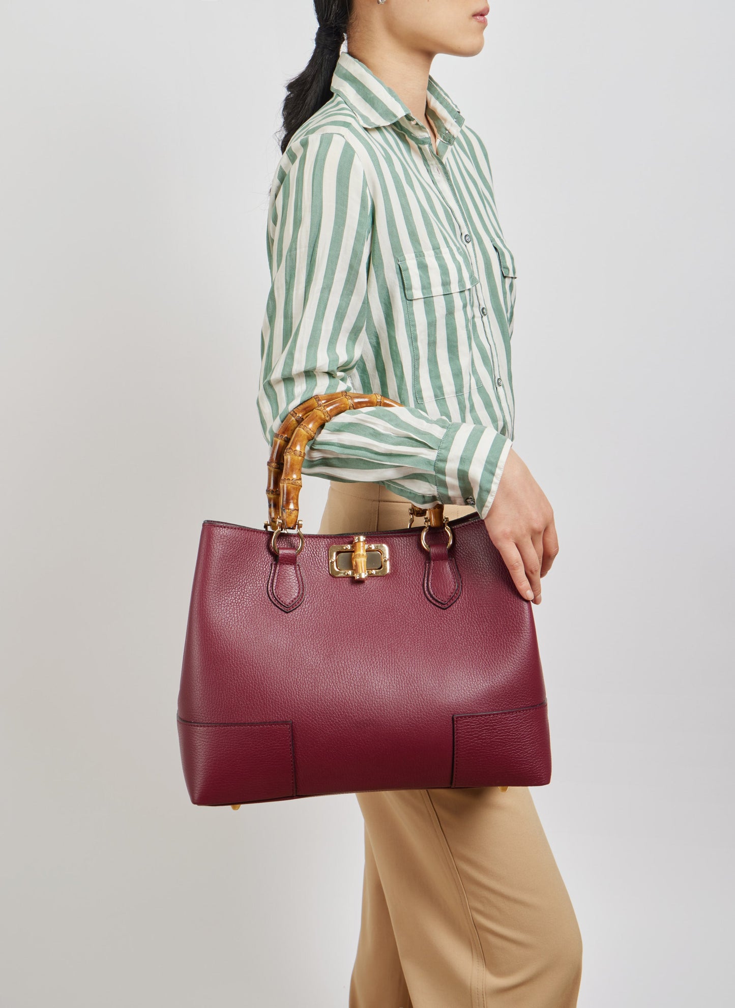 Borsa Bamboo Babe in pelle Dollaro Borgogna
