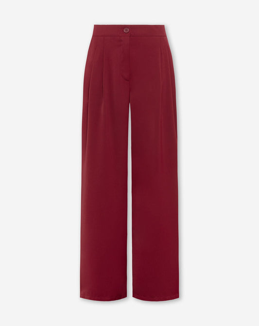 FLO WIDE LEG PLEAT PANTALON TALL BORDEAUX