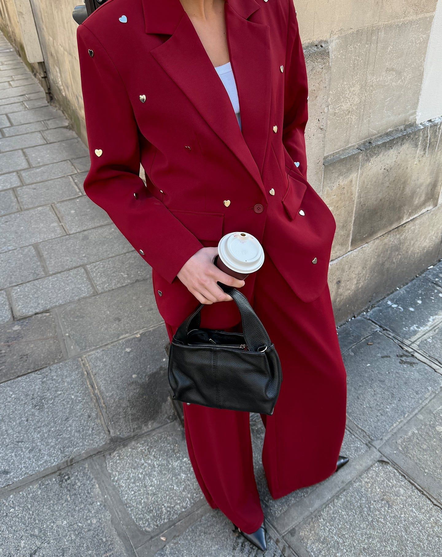 FLO WIDE LEG PLEAT PANTALON TALL BORDEAUX