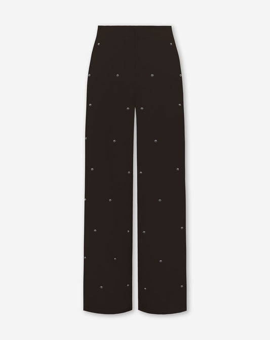 FLO BUBBLE STUD STRAIGHT LEG PANTALON TALL DONKERBRUIN