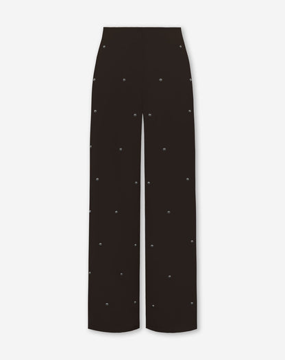 FLO BUBBLE STUD STRAIGHT LEG PANTALON PETITE DONKERBRUIN