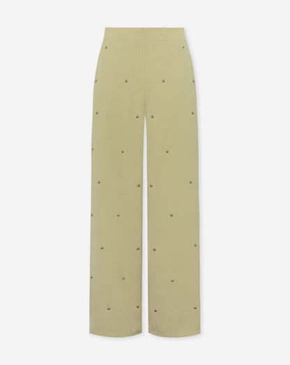 FLO BUBBLE STUD STRAIGHT LEG PANTALON  LICHT OLIJFGROEN