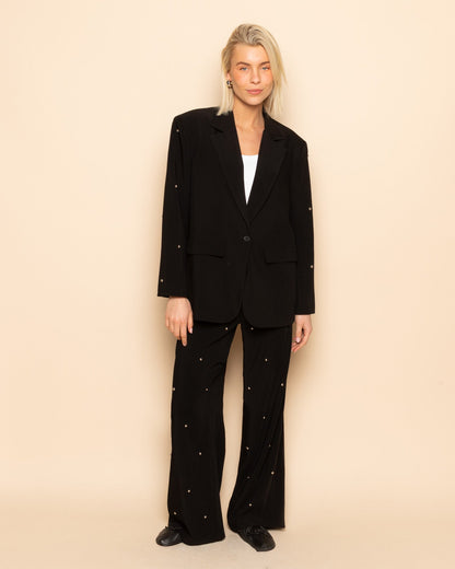 FLO BUBBLE STUD STRAIGHT LEG PANTALON PETITE ZWART