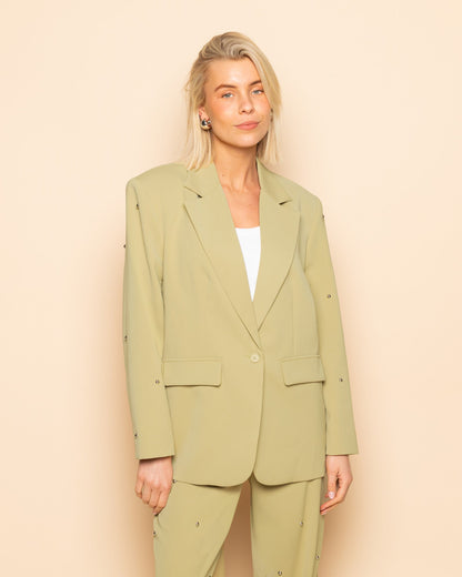 FLO BUBBLE STUD STRAIGHT LEG PANTALON TALL LICHT OLIJFGROEN
