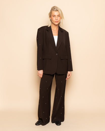 MAINE BUBBLE STUD BLAZER DONKERBRUIN