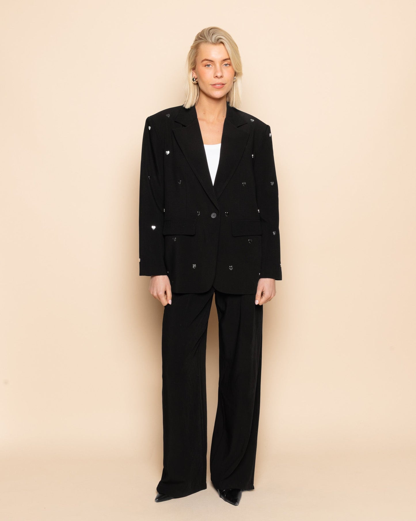 FLO WIDE LEG PLEAT PANTALON PETITE ZWART