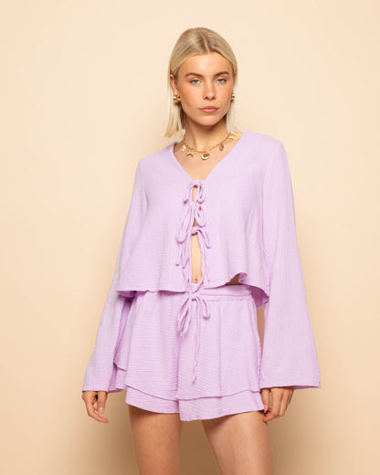 TARA MOUSSELINE TOP LILA