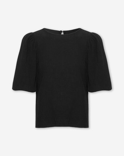 MOUSSELINE PUFF TOP ZWART