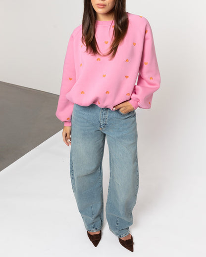 EVA HEART OVERSIZED SWEATER ROZE