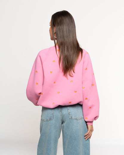 EVA HEART OVERSIZED SWEATER ROZE
