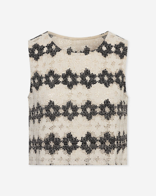 EMBER FLOWER CROCHET TOP ZWART