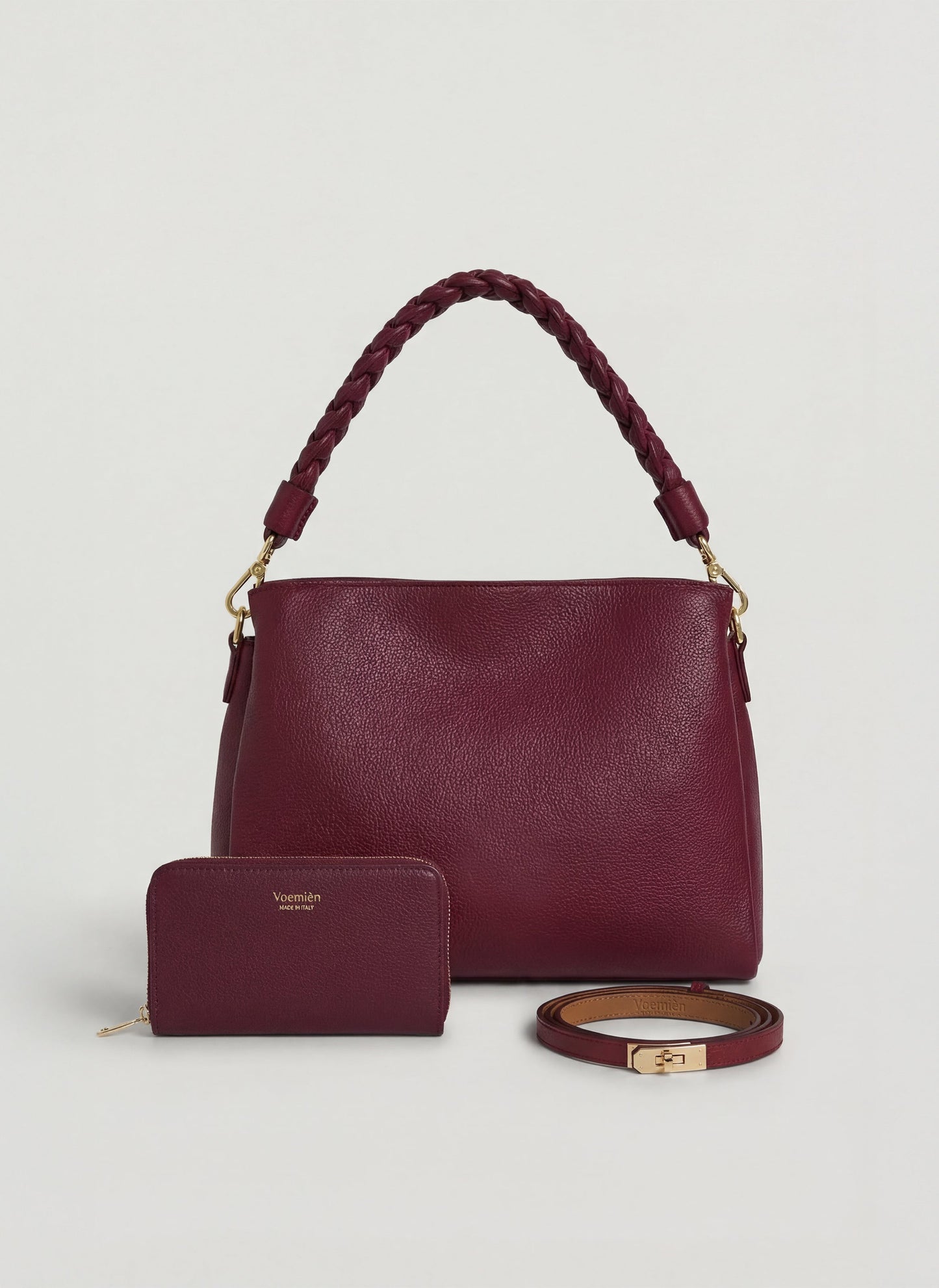 Set Presenza quotidiana | Braid in pelle Borgogna