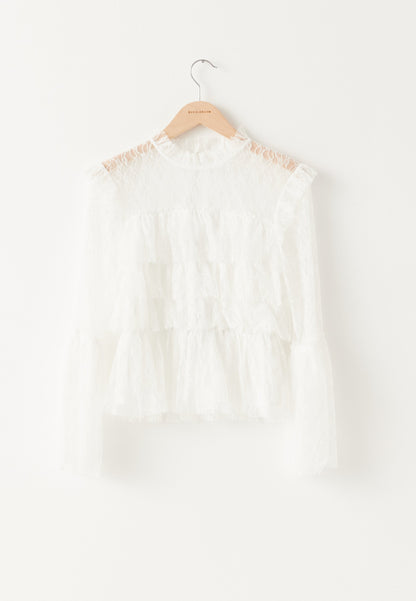 Blusa de encaje con volantes