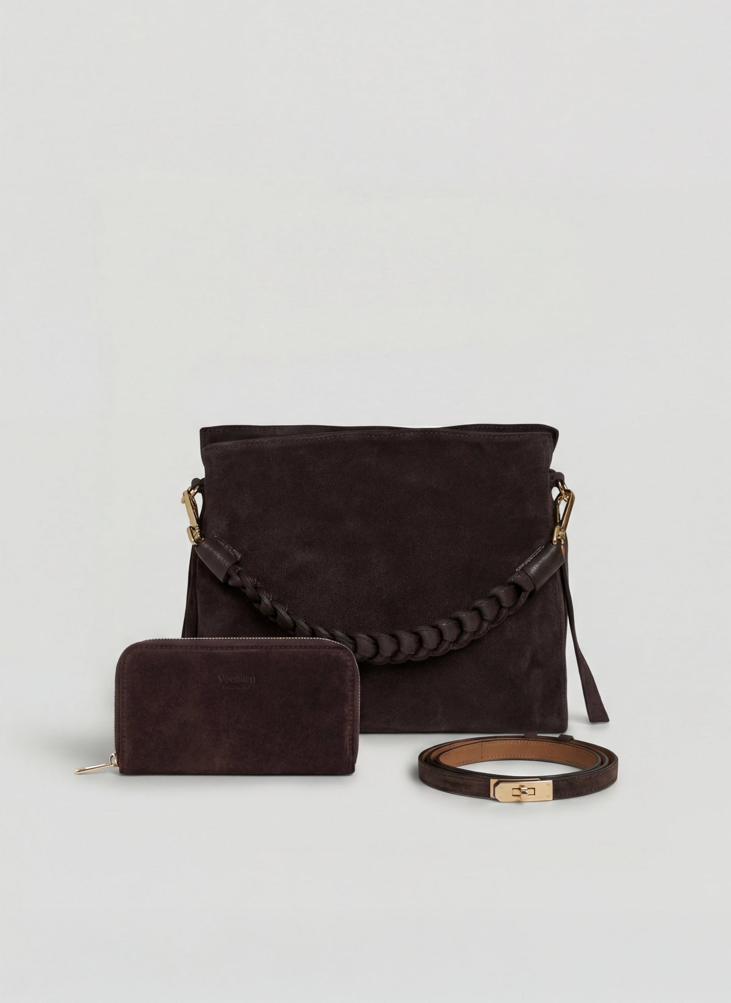 Set Braid Camoscio e pelle Testa di moro