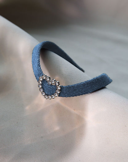 DIAMOND HEART DENIM CHOKER BLAUW