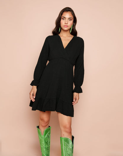 LEA MOUSSELINE DRESS ZWART
