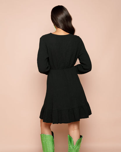 LEA MOUSSELINE DRESS ZWART