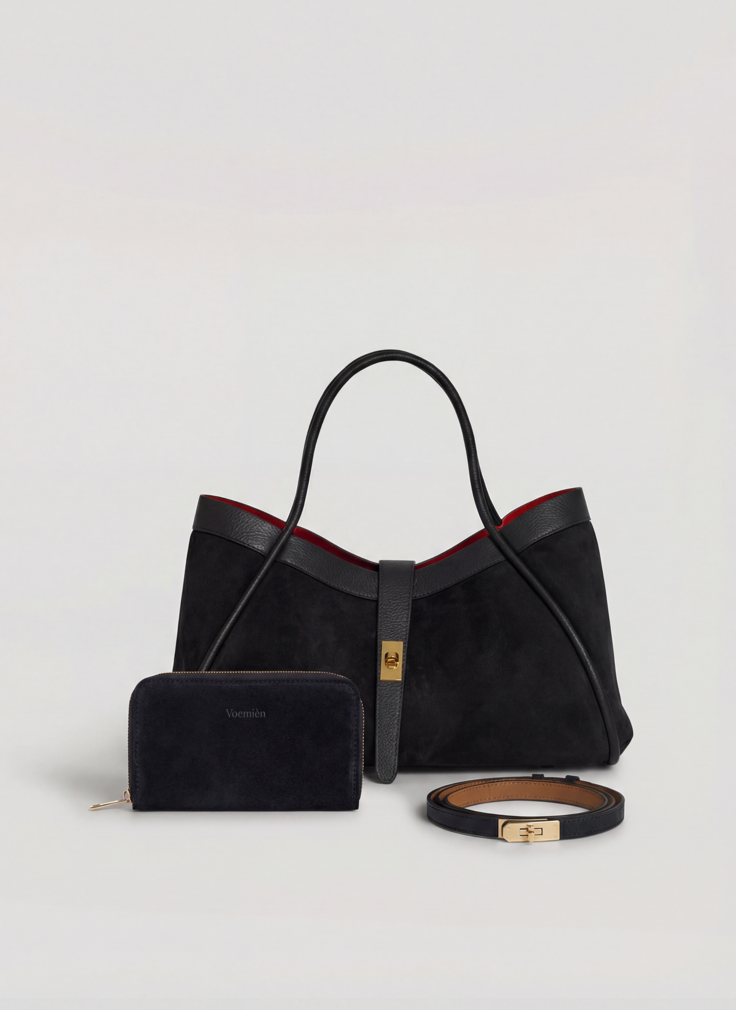 Set Mayfair Camoscio e pelle Nero