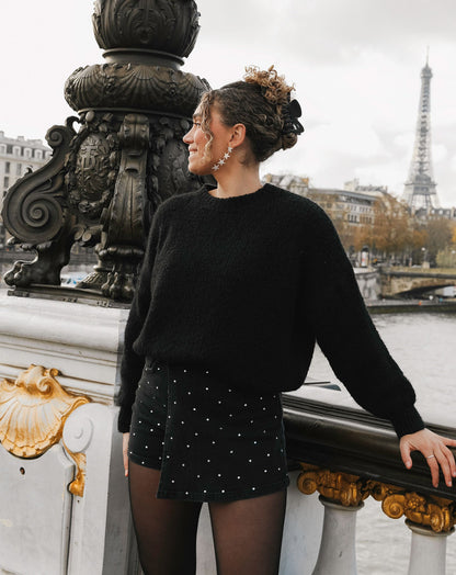 DIAMOND STUDS SKORT DONKERGRIJS