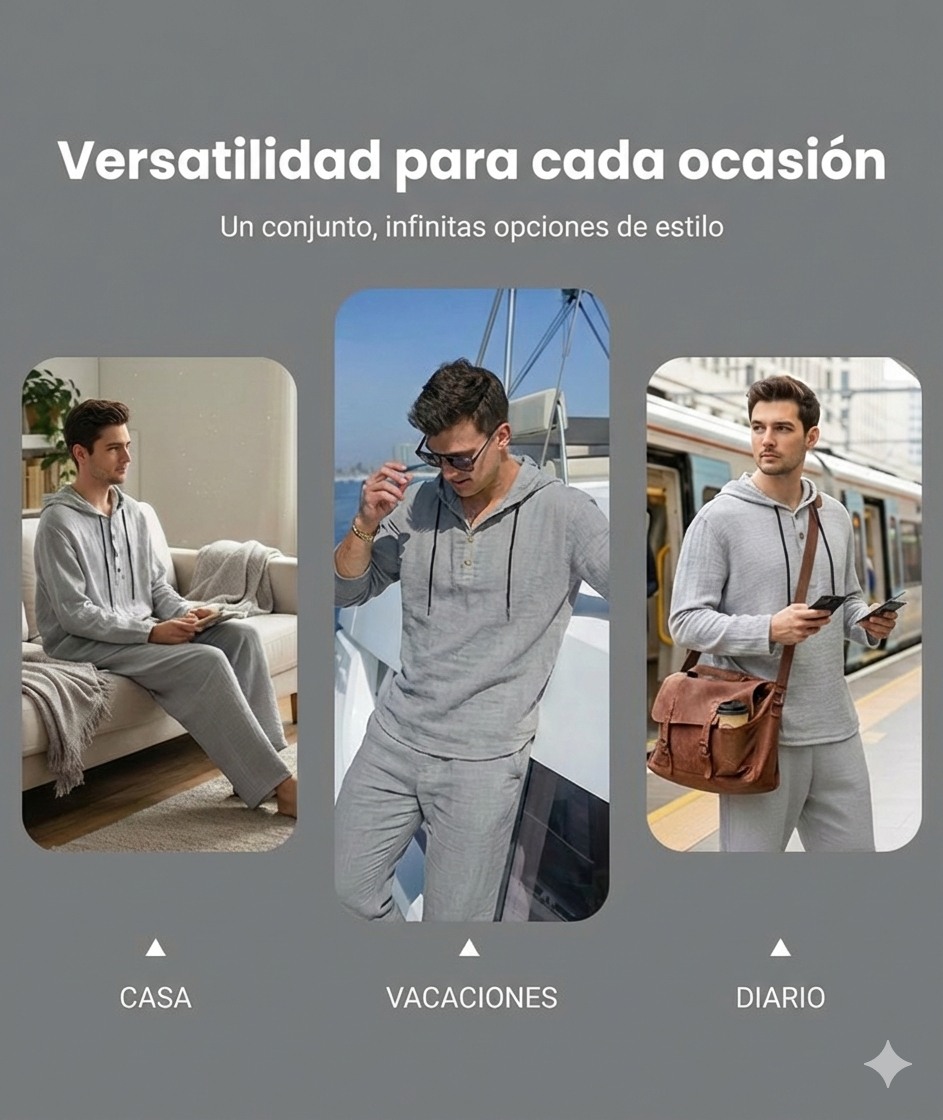 Conjunto para hombre: camiseta holgada con capucha y pantalones