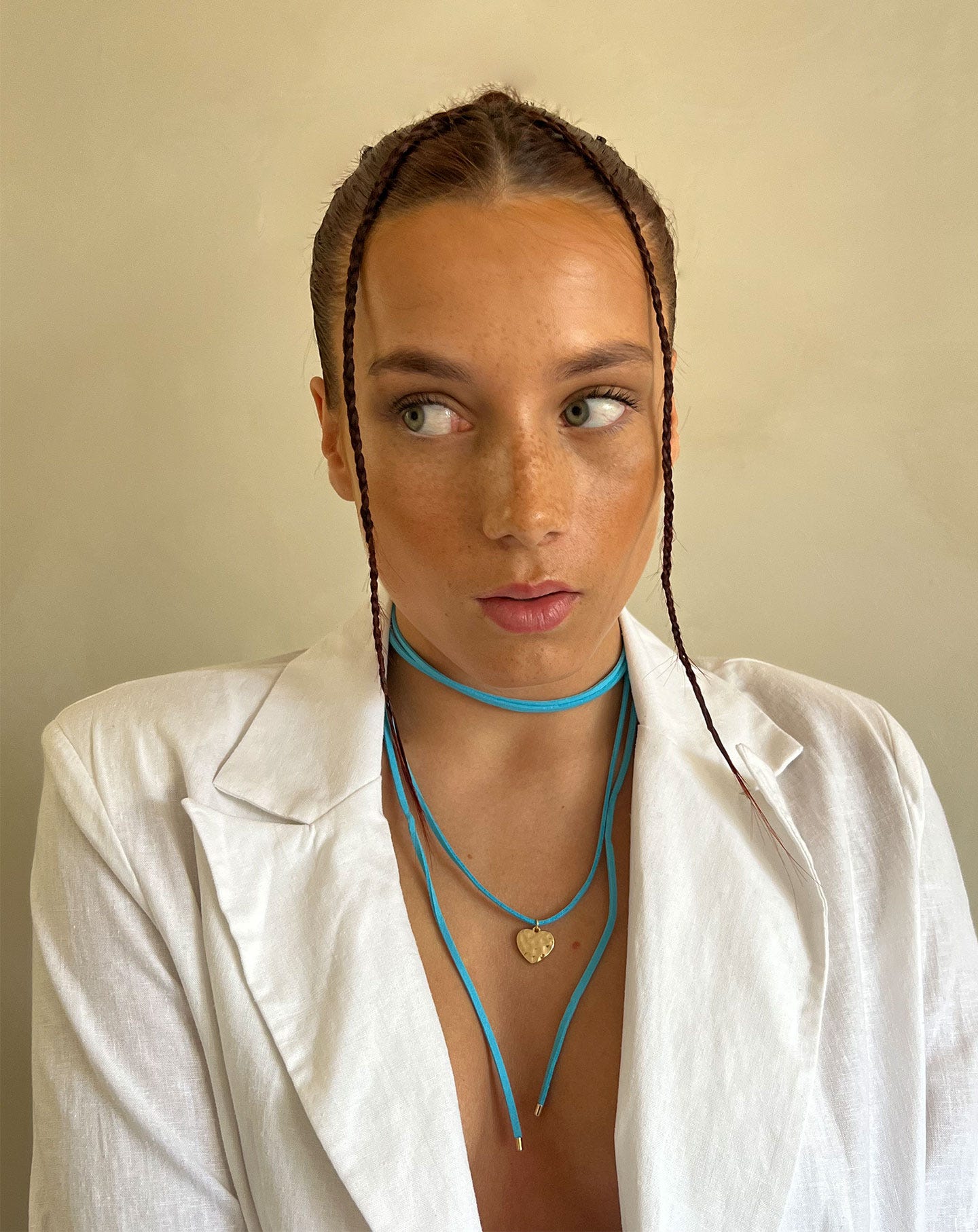 HAMMERED HEART CHOKER CORD BLAUW