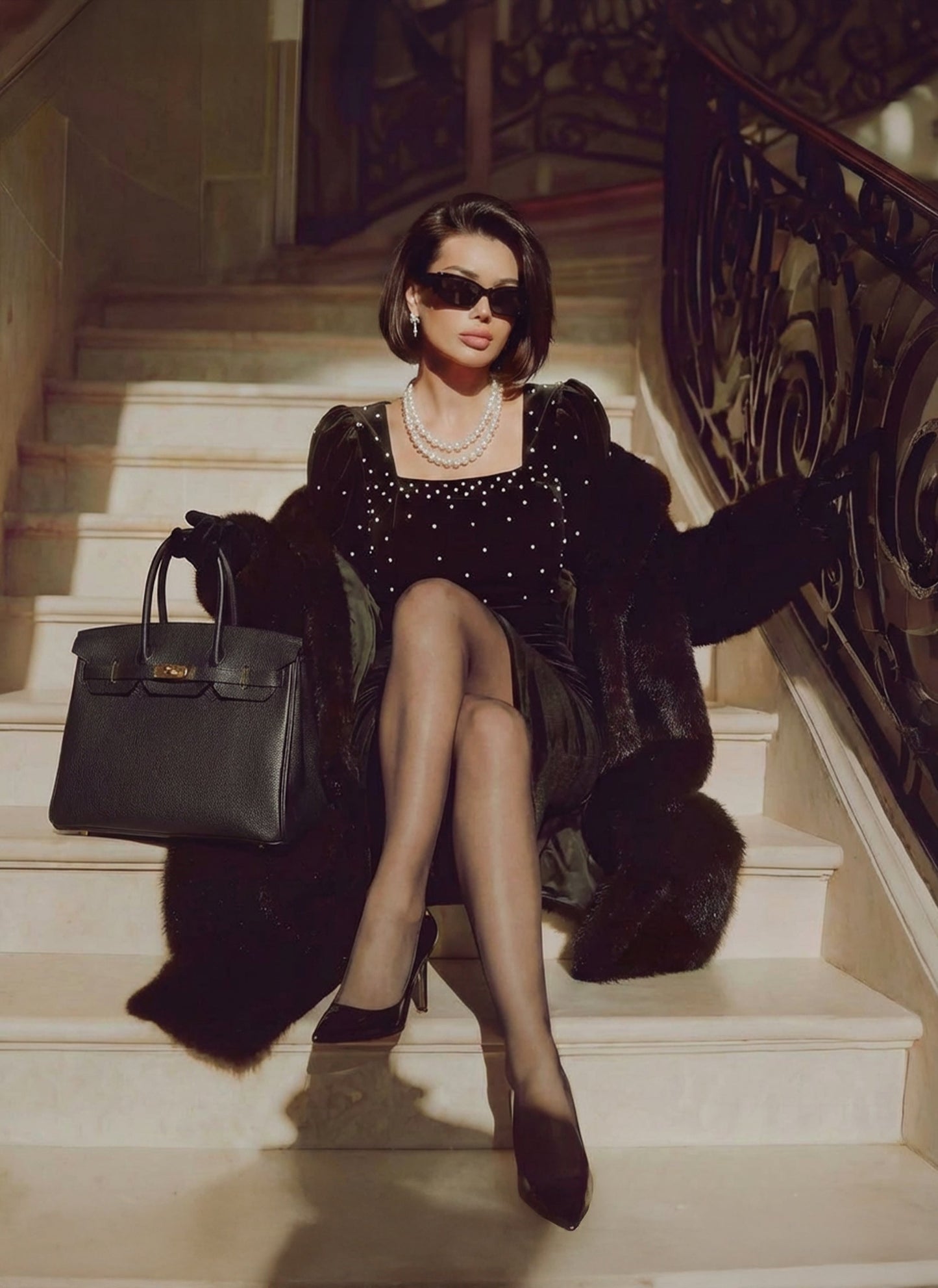 Borsa Elizabeth in Pelle Togo Nera