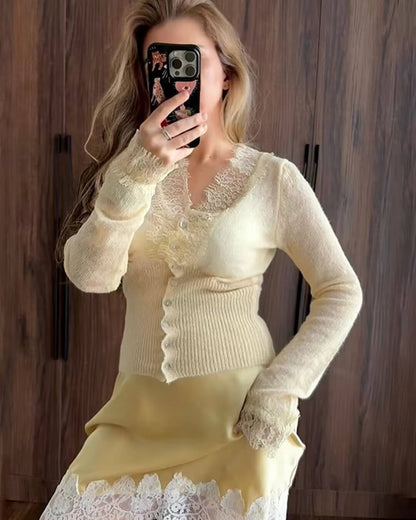 Cárdigan de encaje tejido Aurelie