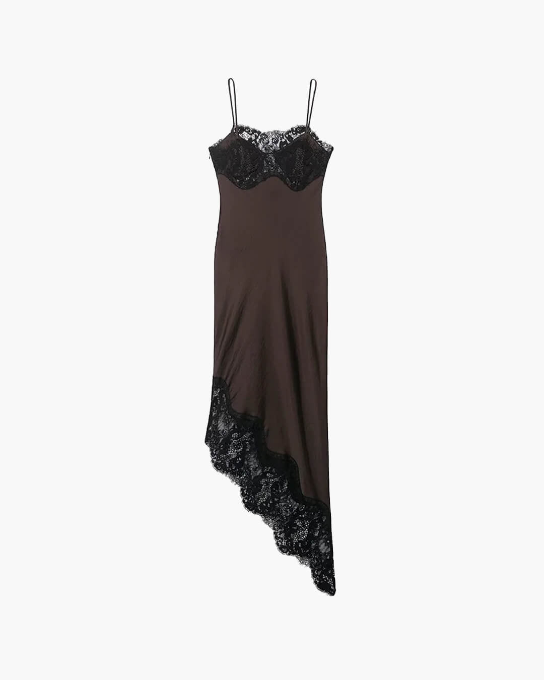Vestido Jenica de encaje y satén con tirantes