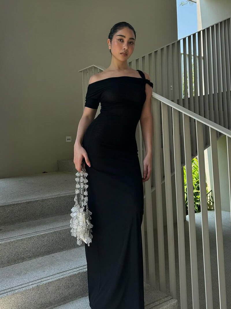 vestido largo Kylie retorcido