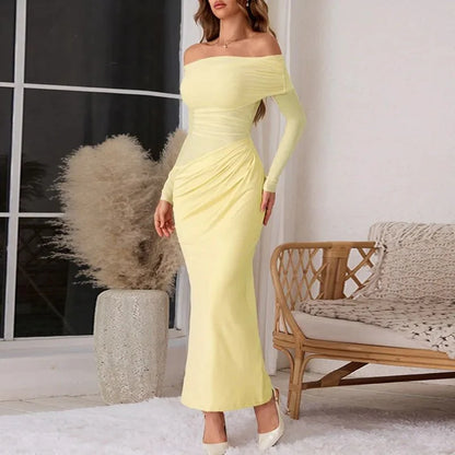 Vestido largo de malla con mangas largas Lizy