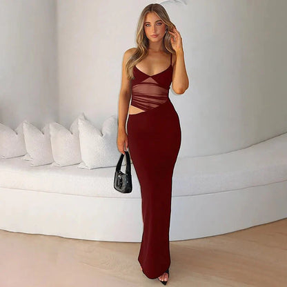 Vestido largo Lorraine con transparencias y aberturas