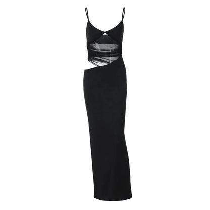 Vestido largo Lorraine con transparencias y aberturas