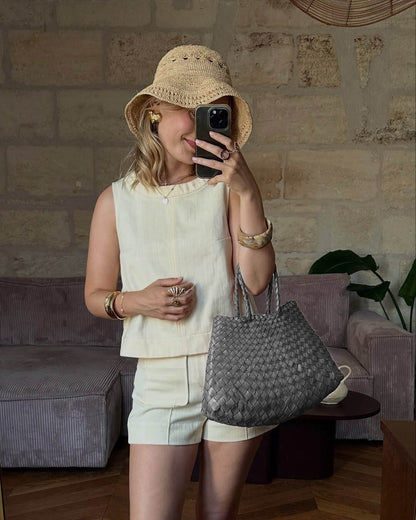 Bolso Mediano Trenzado de Cuero
