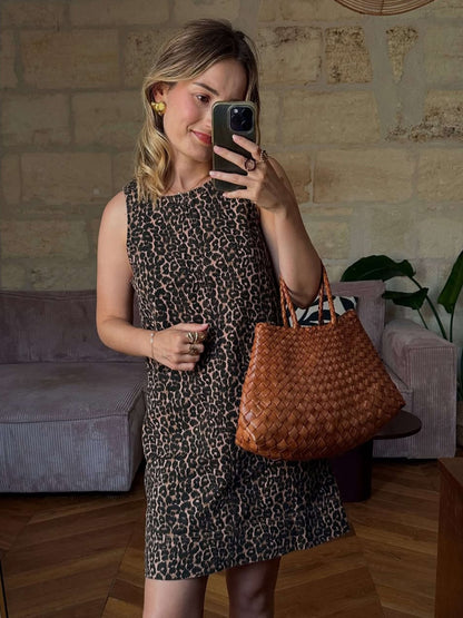 Bolso Mediano Trenzado de Cuero