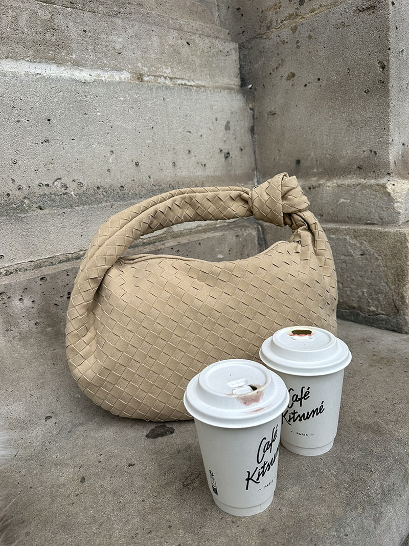 Bolso tejido mediano de ante
