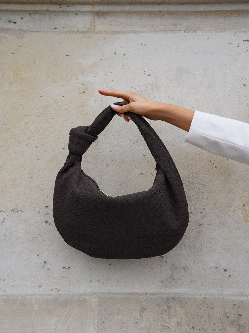 Bolso tejido mediano de ante