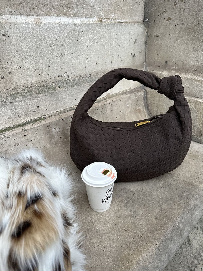 Bolso tejido mediano de ante